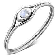 Evil Eye Rainbow Moonstone Silver Ring, r579